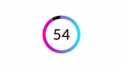 circle 60 seconds countdown animation on white background, 60 seconds countdown timer animated with alpha channel, sixty to zero seconds circle timer in 4k. - Powered by Adobe