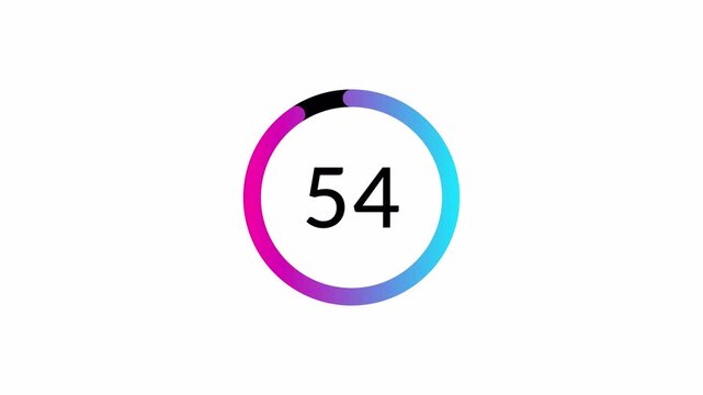 circle 60 seconds countdown animation on white background, 60 seconds countdown timer animated with alpha channel, sixty to zero seconds circle timer in 4k.