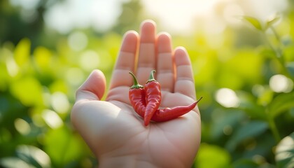 red chillies are on the hand