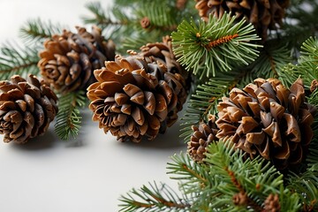 pine cones on a white background