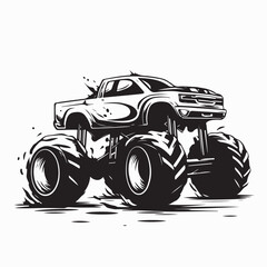Powerful Monster Truck Vehicle Illustration on White Background © Imam