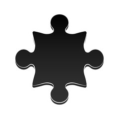 Black silhouette of a single puzzle piece without background.