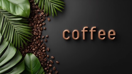 Coffee Word Made of Coffee Beans｜Transparent Background POD Typography Vector Element