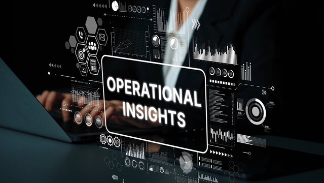 Business Person Analyzing Data Trends With Operational Insights in Modern Digital Workspace Environment. Asymptotic smart data analytic. - Powered by Adobe