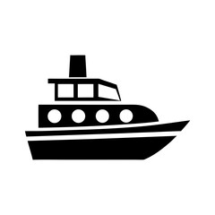 Simple illustration of a boat icon on transparent background silhouette