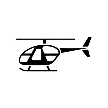 Silhouette of a small helicopter on transparent background