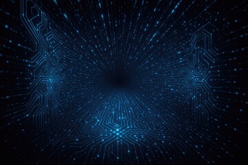 Glowing blue digital circuit board network pattern, data flow, technology circuit board digital.