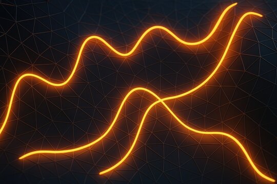 Glowing orange lines on a dark geometric grid background, economic trends, financial data, abstract. - Powered by Adobe