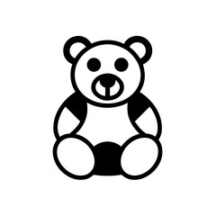 A cute monoline icon of a teddy bear wearing a T-shirt, representing friendliness, warmth, playfulness and the child-focused spirit of the brand.