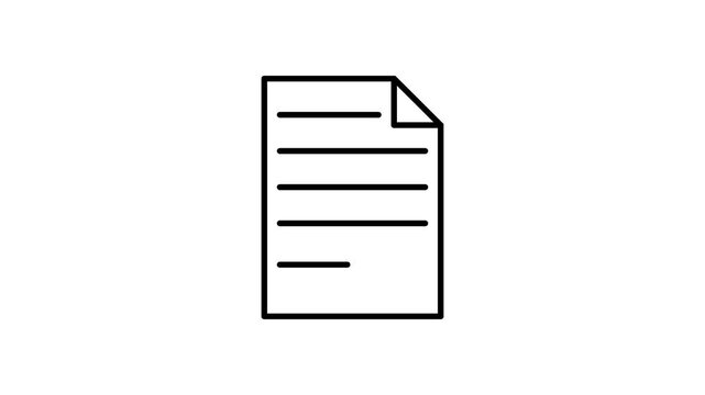 Black and white outline illustration of a document with lines representing text and a blank header.