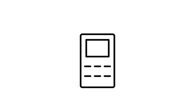 Black and white outline illustration of a cell phone, showcasing its basic shape and features.