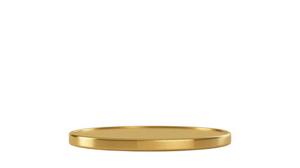 Polished golden circular platform with beveled edge on black background isolated on a transparent background
