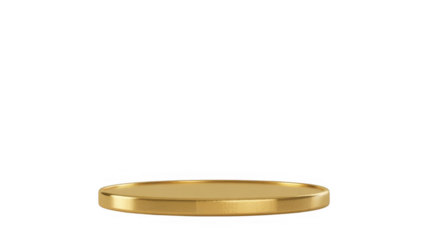 Polished golden circular platform with beveled edge on black background isolated on a transparent background