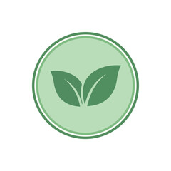 Eco Leaf Badge in Green Circular Emblem