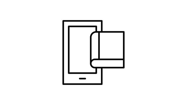 Black and white outline illustration of a cell phone, showcasing its basic shape and features.