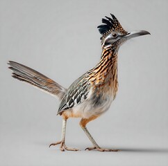 Fototapeta premium Roadrunner standing profile with feathers and long beak