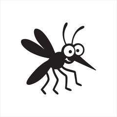 Silhouette cute cartoon mosquito insect vector Illustrator