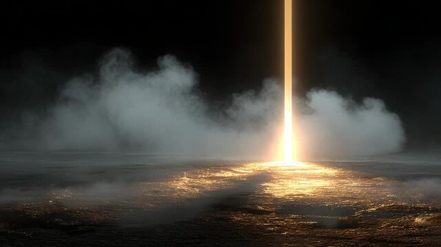 Mysterious light beam rising from water