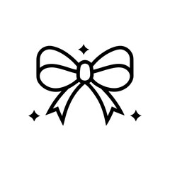 A monoline bow symbol with soft curves, representing accessories, decoration, hair clips, festive styling.