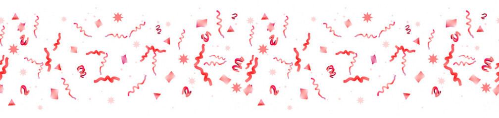 Confetti seamless border on transparent background creating party celebration design.