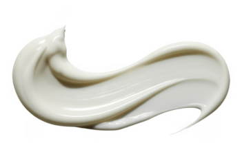 White cosmetic cream swirl texture with glossy highlights isolated on a transparent background