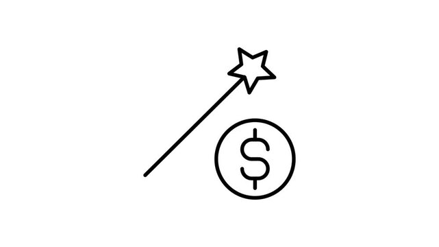 A dollar coin and a whimsical magic wand are positioned side by side, representing finance and magic.