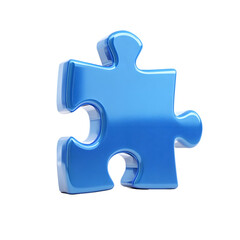 Fototapeta premium Blue Jigsaw Puzzle Piece 3d Rendering Isolated On white or transparent background