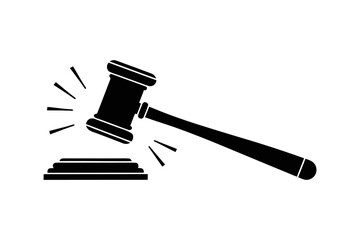 Black gavel striking sound effect isolated on white background