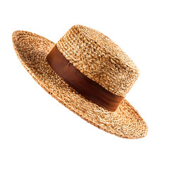 Sophisticated Straw Hat with Elegant Brown Ribbon for Studio Photography