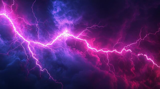 Bright lightning striking across dark stormy sky