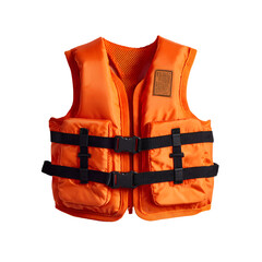 Bright Orange Life Jacket for Kids on White Background