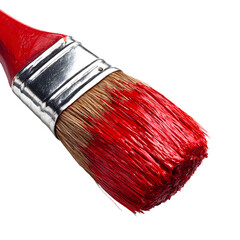Professional Paintbrush with Red Paint Isolated on White Background for Design Inspiration
