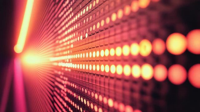 Abstract digital led wall background with accelerating light data