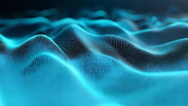 Digital wave particles creating a glowing abstract technology background