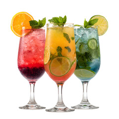 Vibrant Colorful Mocktails in Elegant Glassware for Refreshing Summer Drinks