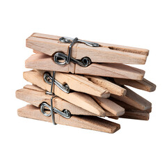 Wooden Clothespins Stack with Metal Spring Household Accessories
