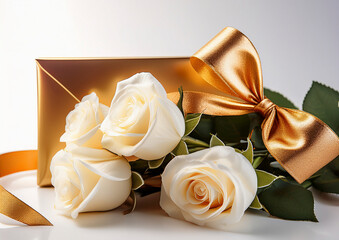 薔薇と白いギフトイメージ