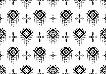 black white geometric, Monochrome Tribal Geometric Seamless Repeat Pattern.