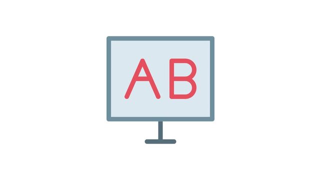 A computer screen displaying the letters "ab" in a clear, bold font against a neutral background.