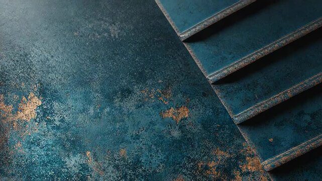 Grungy blue distressed metal texture with rust details