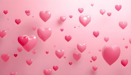Romantic Pink Heart Background with Floating 3D Hearts