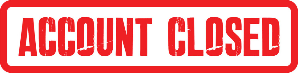 Transparent image of a red 'ACCOUNT CLOSED' stamp on white background