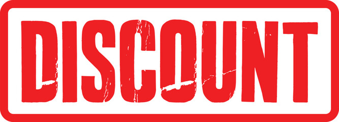 Transparent image of a red discount stamp with the word discount on it