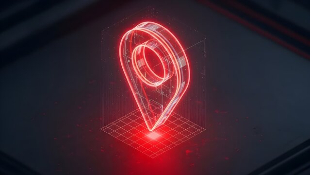3D Neon Location Pin Icon