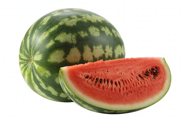 Fresh Watermelon Slice CloseUp on Transparent Background