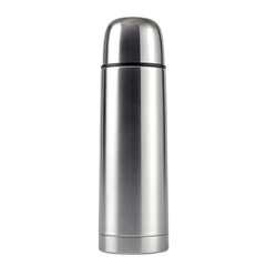 Sleek Metallic Thermos Flask Studio Shot Isolated on White Background