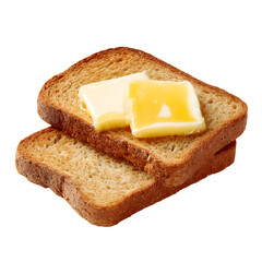 Fresh Buttered Bread Slices on White Background - Delicious Breakfast Concept