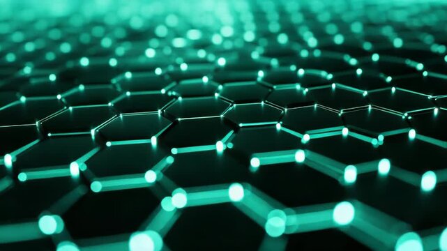 Graphene nanotechnology structure forming glowing hexagonal pattern