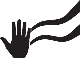 Silhouette of a hand with flowing lines representing energy or movement