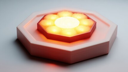 Abstract Geometric Illuminated Composition On Pinkish Surface with Central Glowing Core